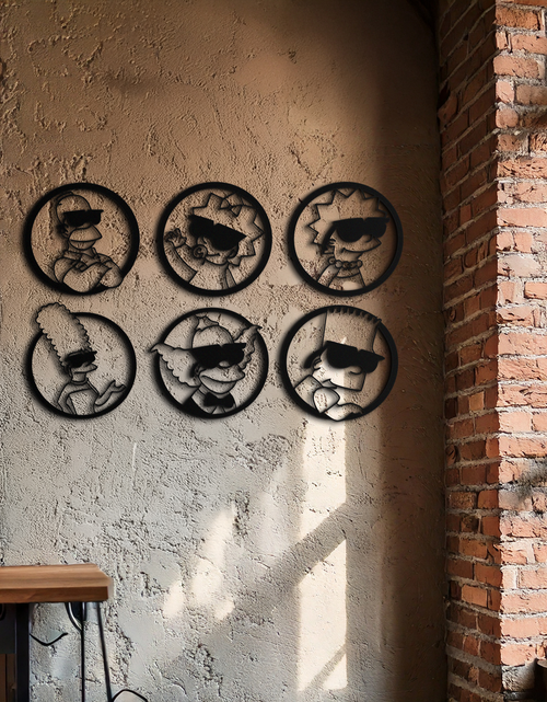 Load image into Gallery viewer, Cartoon Family Silhouette Metal Wall Art – Fun Black Modern Home Decor- KAF528
