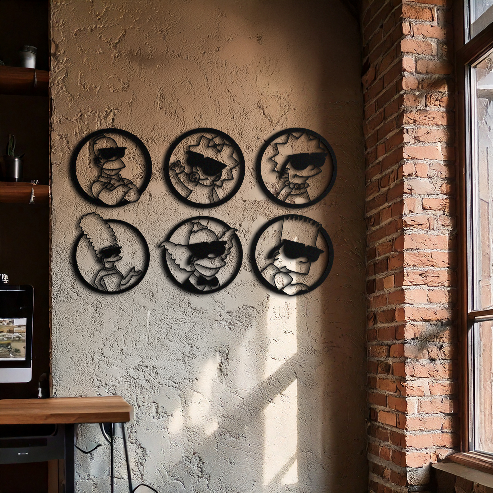 Cartoon Family Silhouette Metal Wall Art – Fun Black Modern Home Decor- KAF528