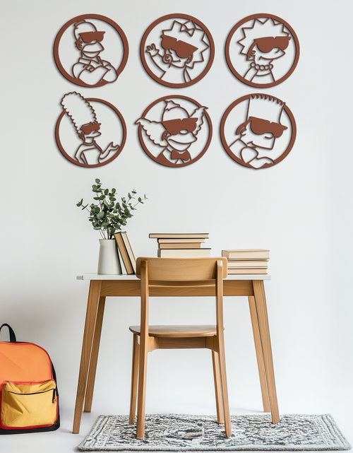 Load image into Gallery viewer, Cartoon Family Silhouette Metal Wall Art – Fun Black Modern Home Decor- KAF528
