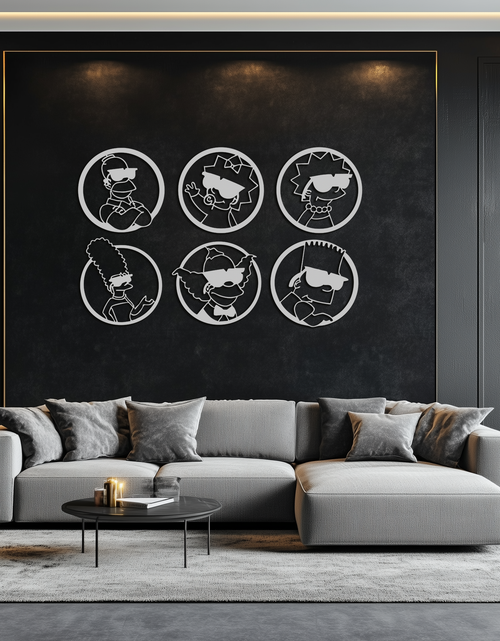 Load image into Gallery viewer, Cartoon Family Silhouette Metal Wall Art – Fun Black Modern Home Decor- KAF528
