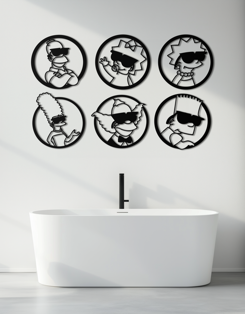 Load image into Gallery viewer, Cartoon Family Silhouette Metal Wall Art – Fun Black Modern Home Decor- KAF528
