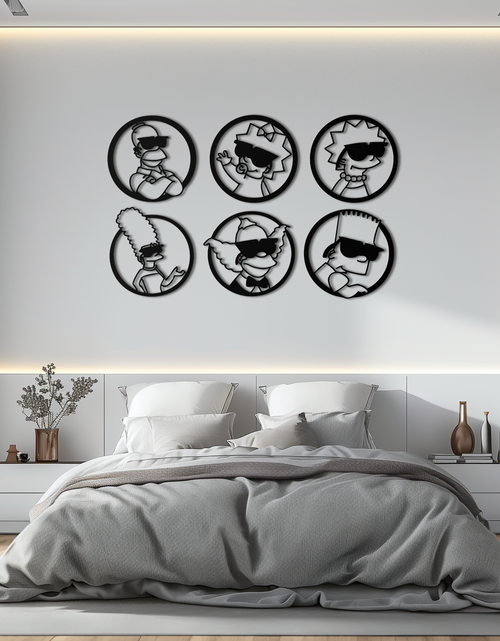 Load image into Gallery viewer, Cartoon Family Silhouette Metal Wall Art – Fun Black Modern Home Decor- KAF528
