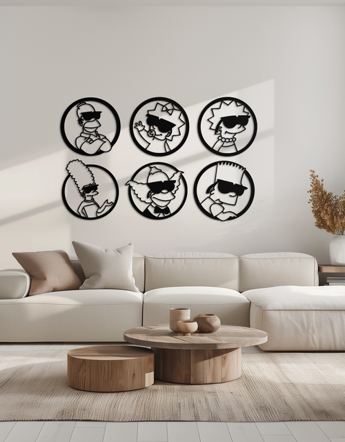 Load image into Gallery viewer, Cartoon Family Silhouette Metal Wall Art – Fun Black Modern Home Decor- KAF528
