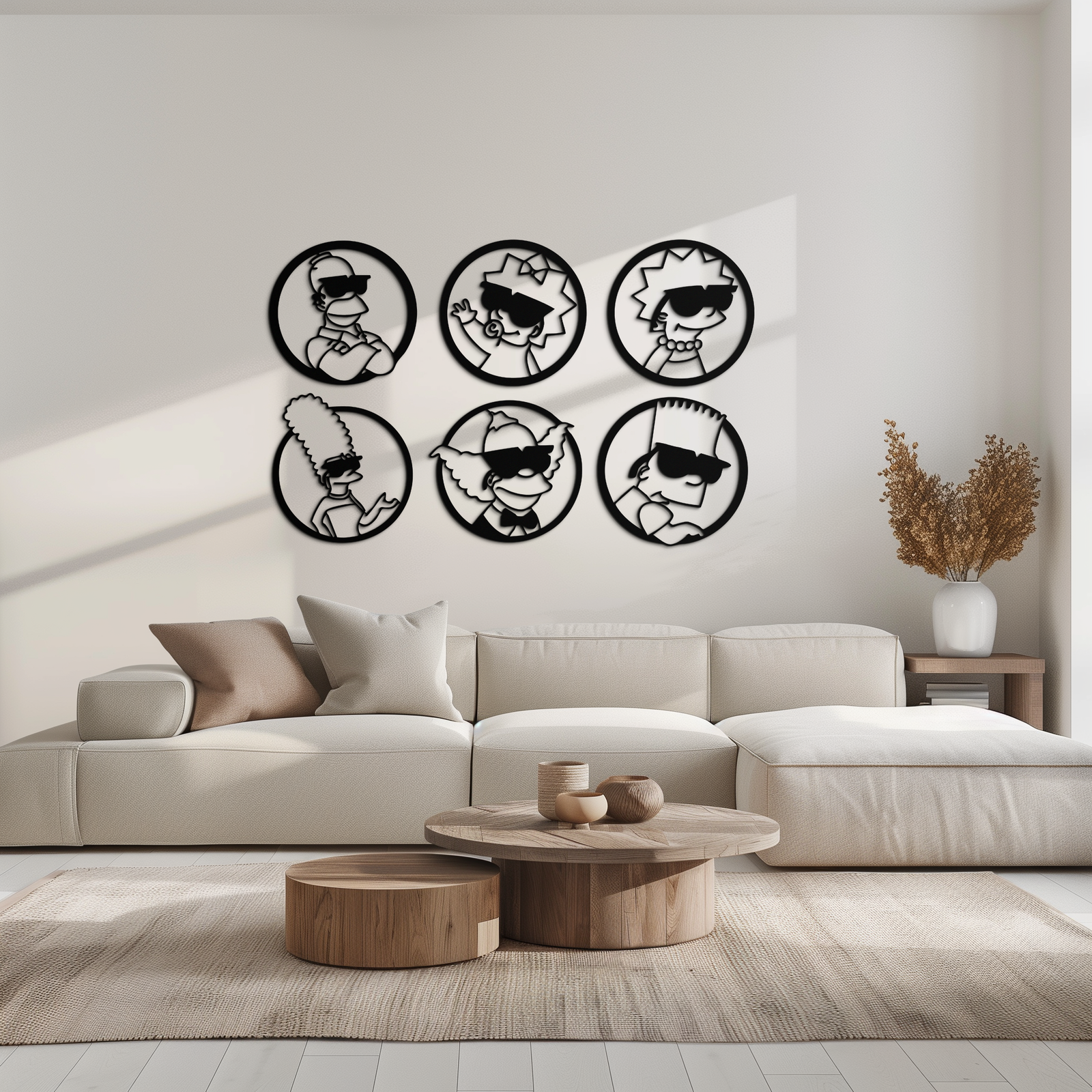 Cartoon Family Silhouette Metal Wall Art – Fun Black Modern Home Decor- KAF528