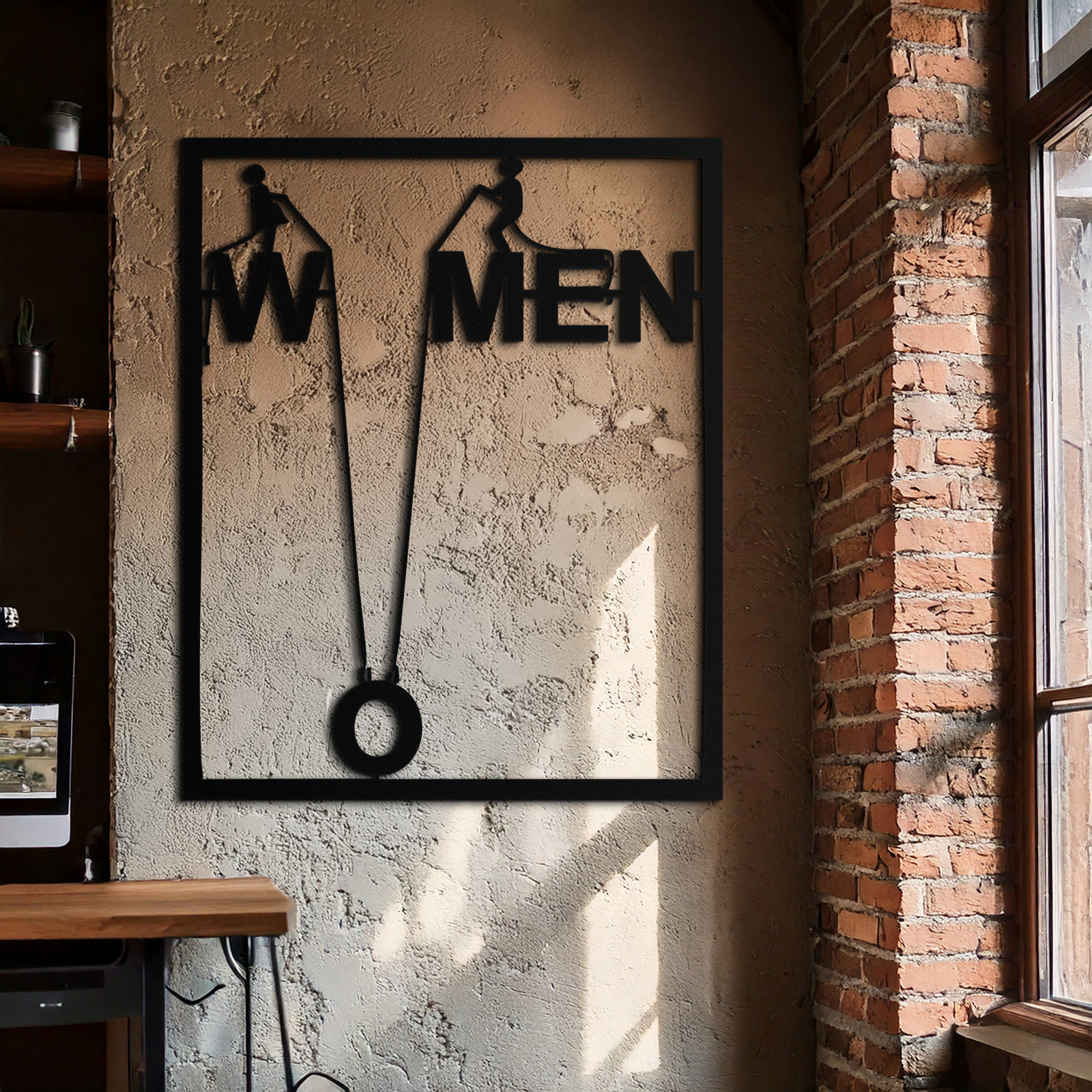 Minimalist "Women" Typography Metal Wall Art – Modern Black Statement Piece- KAF529