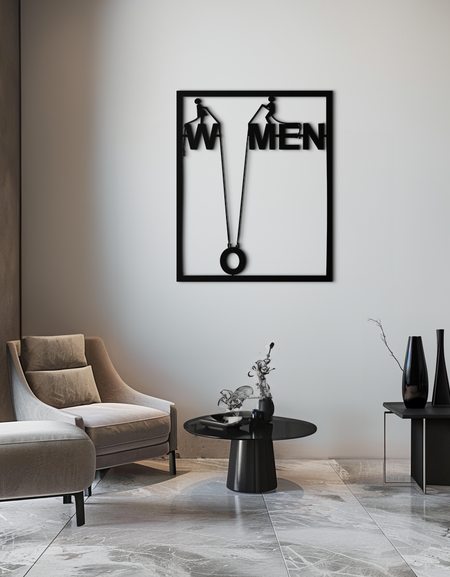 Minimalist "Kadınlar" Tipografi Metal Duvar Sanatı – Modern Siyah Gösteriş Parçası- KAF529