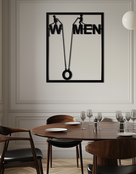 Minimalist "Kadınlar" Tipografi Metal Duvar Sanatı – Modern Siyah Gösteriş Parçası- KAF529