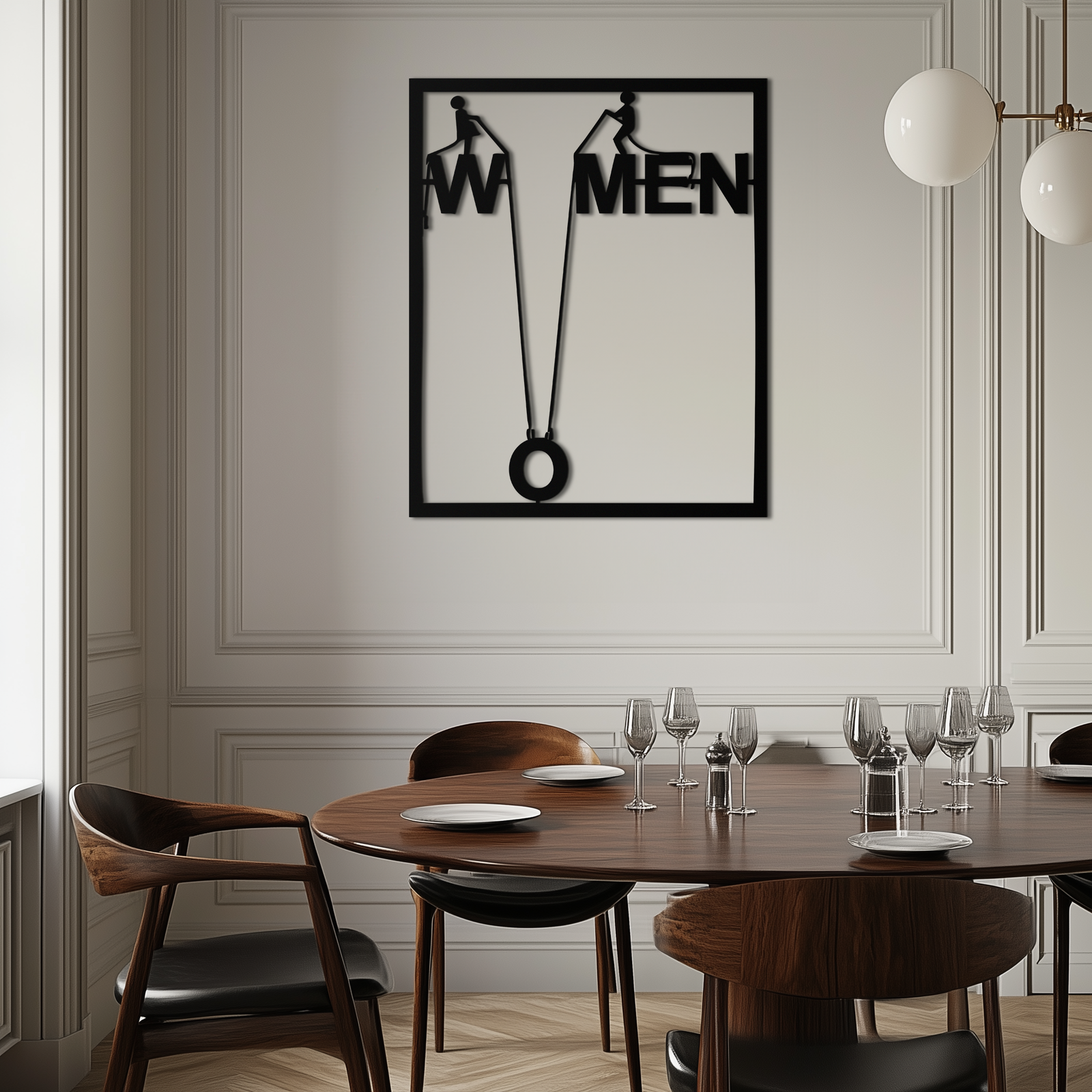 Minimalist "Women" Typography Metal Wall Art – Modern Black Statement Piece- KAF529