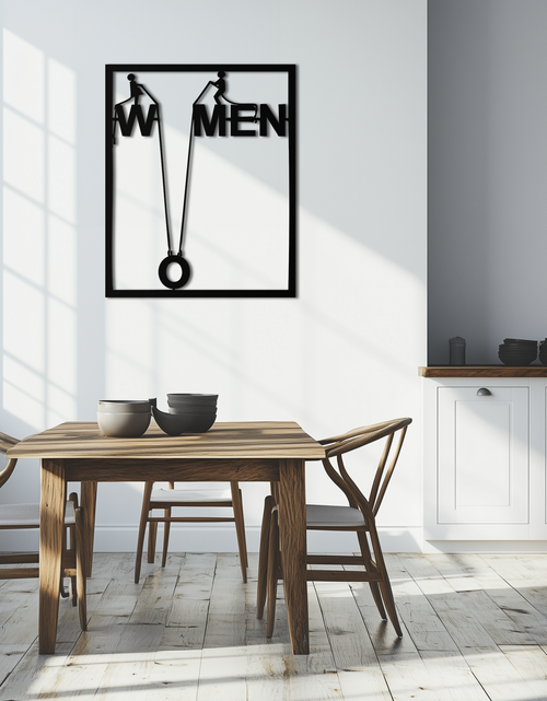 Load image into Gallery viewer, Minimalist &quot;Women&quot; Typography Metal Wall Art – Modern Black Statement Piece- KAF529
