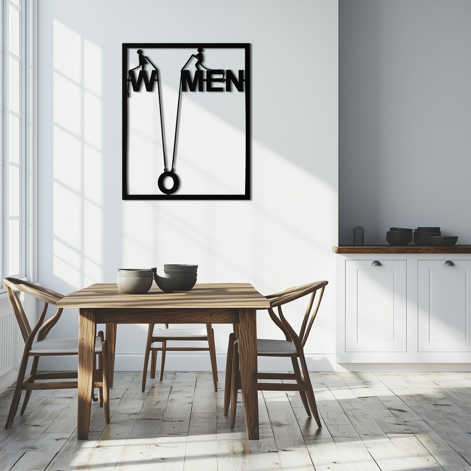Minimalist "Women" Typography Metal Wall Art – Modern Black Statement Piece- KAF529