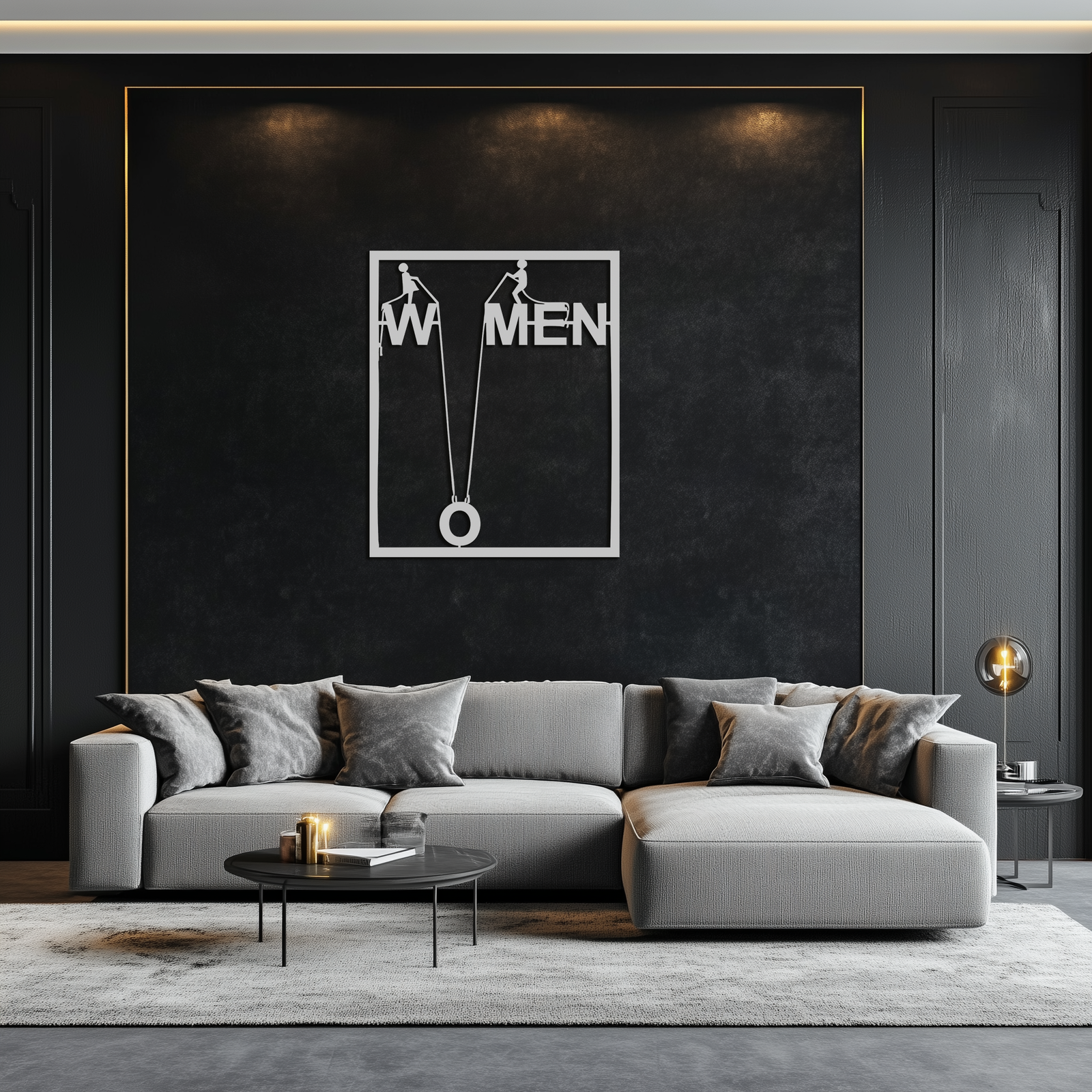 Minimalist "Women" Typography Metal Wall Art – Modern Black Statement Piece- KAF529