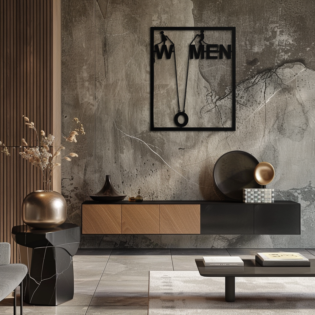 Minimalist "Women" Typography Metal Wall Art – Modern Black Statement Piece- KAF529