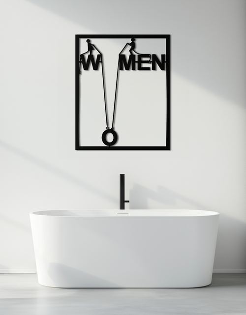 Load image into Gallery viewer, Minimalist &quot;Women&quot; Typography Metal Wall Art – Modern Black Statement Piece- KAF529
