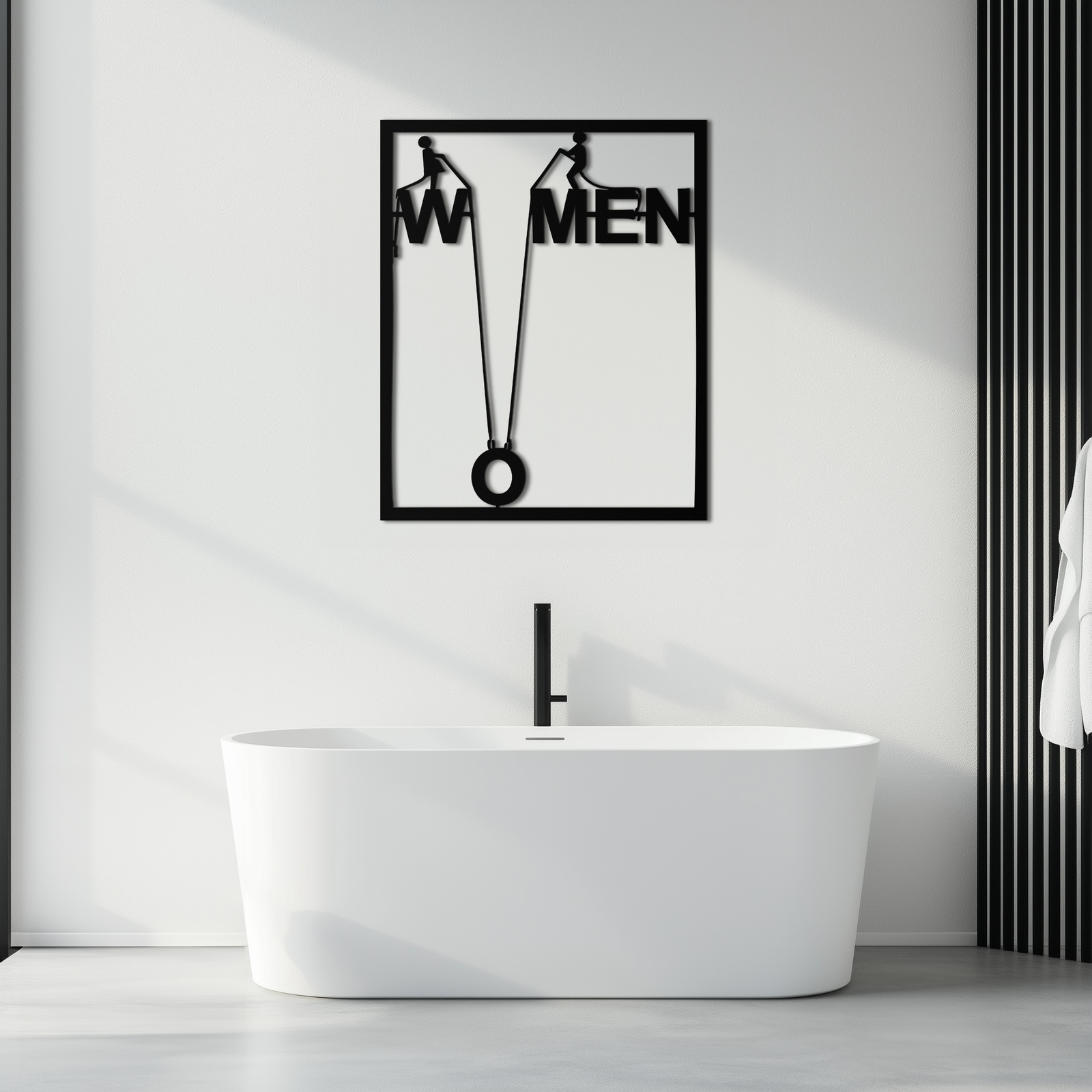 Minimalist "Women" Typography Metal Wall Art – Modern Black Statement Piece- KAF529