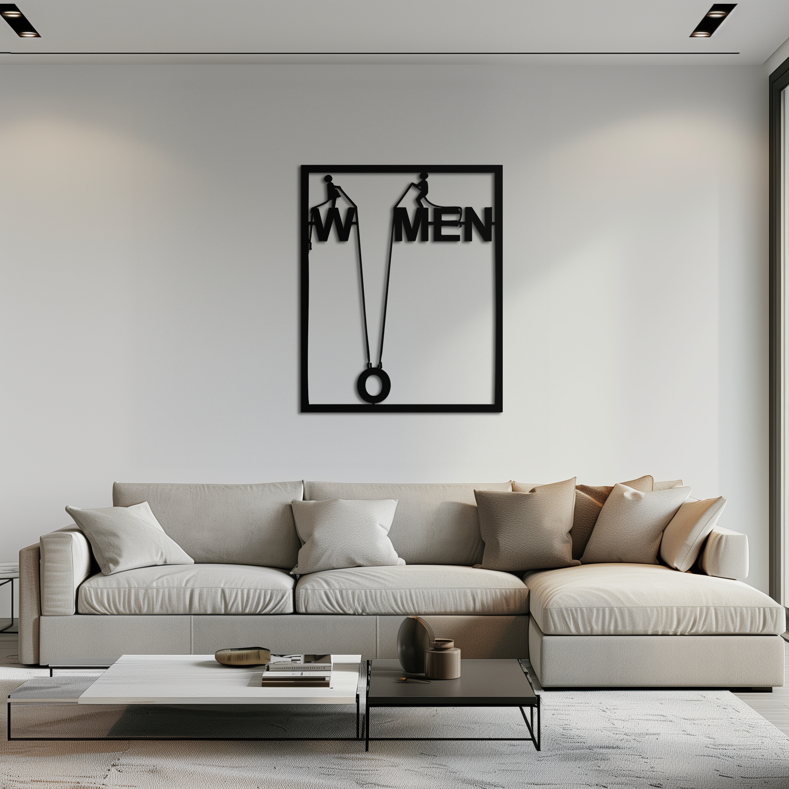 Minimalist "Women" Typography Metal Wall Art – Modern Black Statement Piece- KAF529