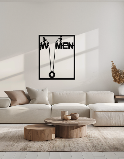 Load image into Gallery viewer, Minimalist &quot;Women&quot; Typography Metal Wall Art – Modern Black Statement Piece- KAF529
