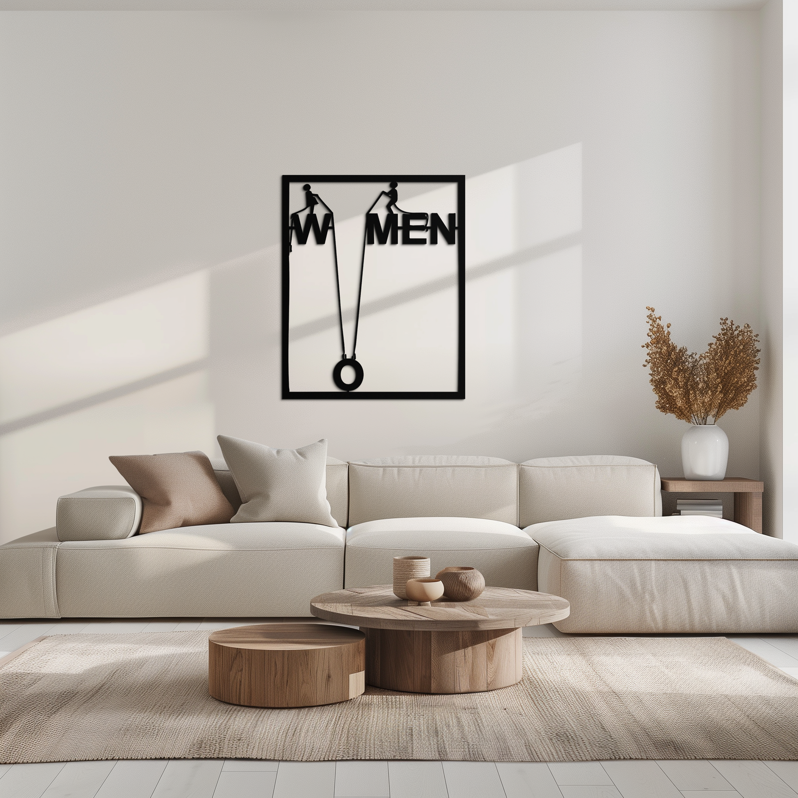 Minimalist "Women" Typography Metal Wall Art – Modern Black Statement Piece- KAF529