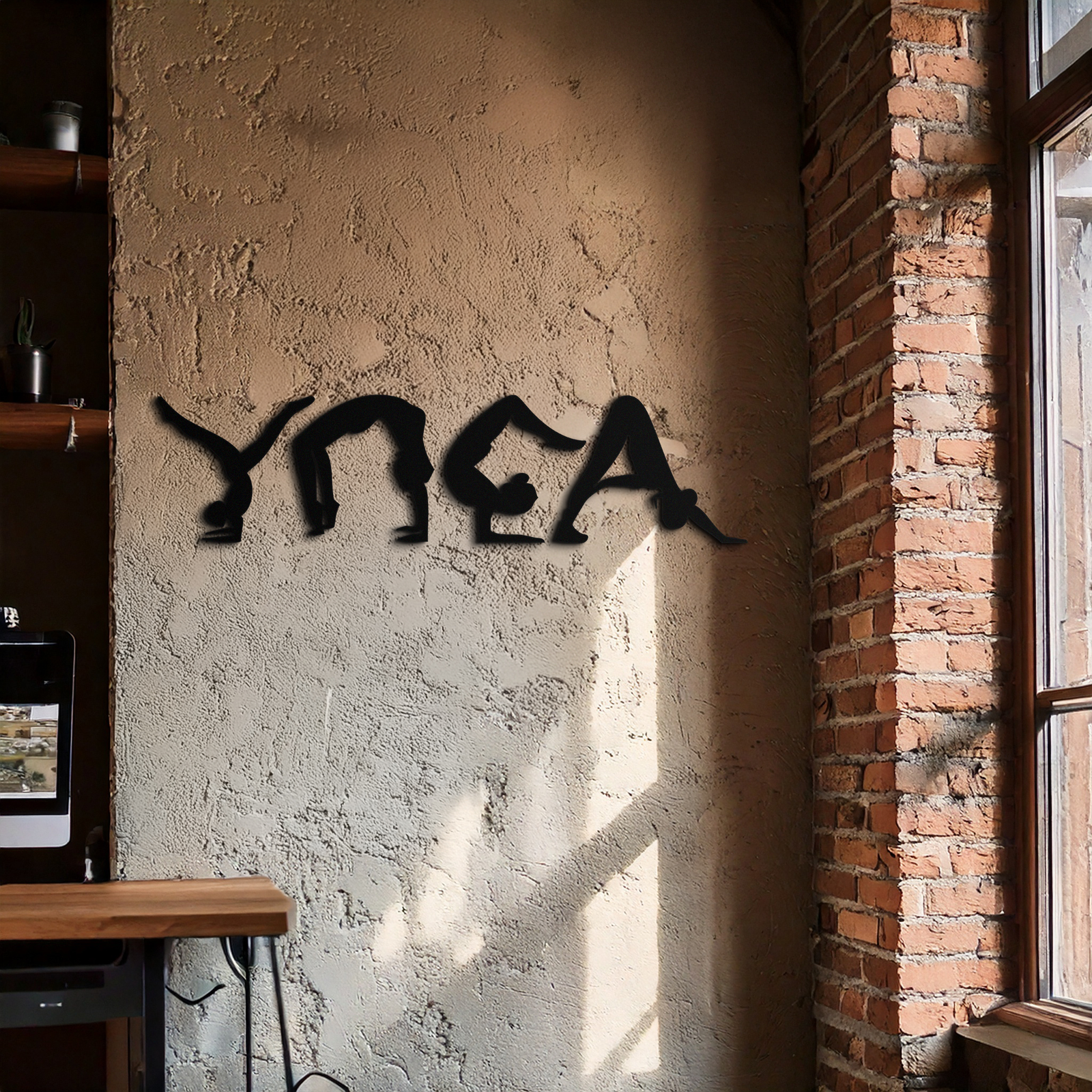 Yoga Pose Silhouette Metal Wall Art – Modern Fitness Home Decor- KAF530
