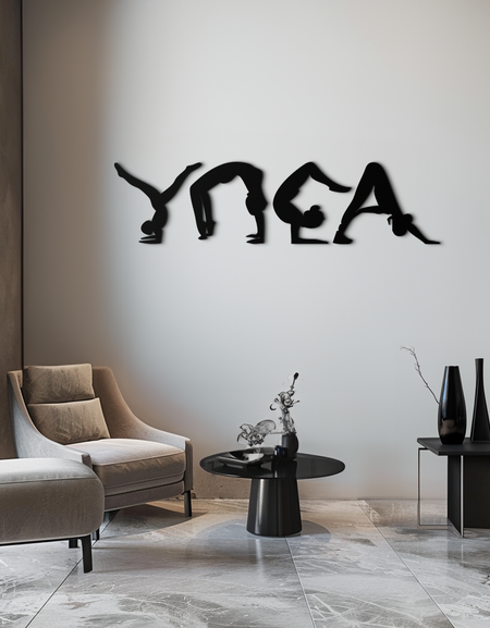 Yoga Pozu Silüeti Metal Duvar Sanatı – Modern Fitness Ev Dekoru- KAF530
