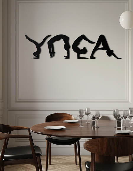 Yoga Pozu Silüeti Metal Duvar Sanatı – Modern Fitness Ev Dekoru- KAF530