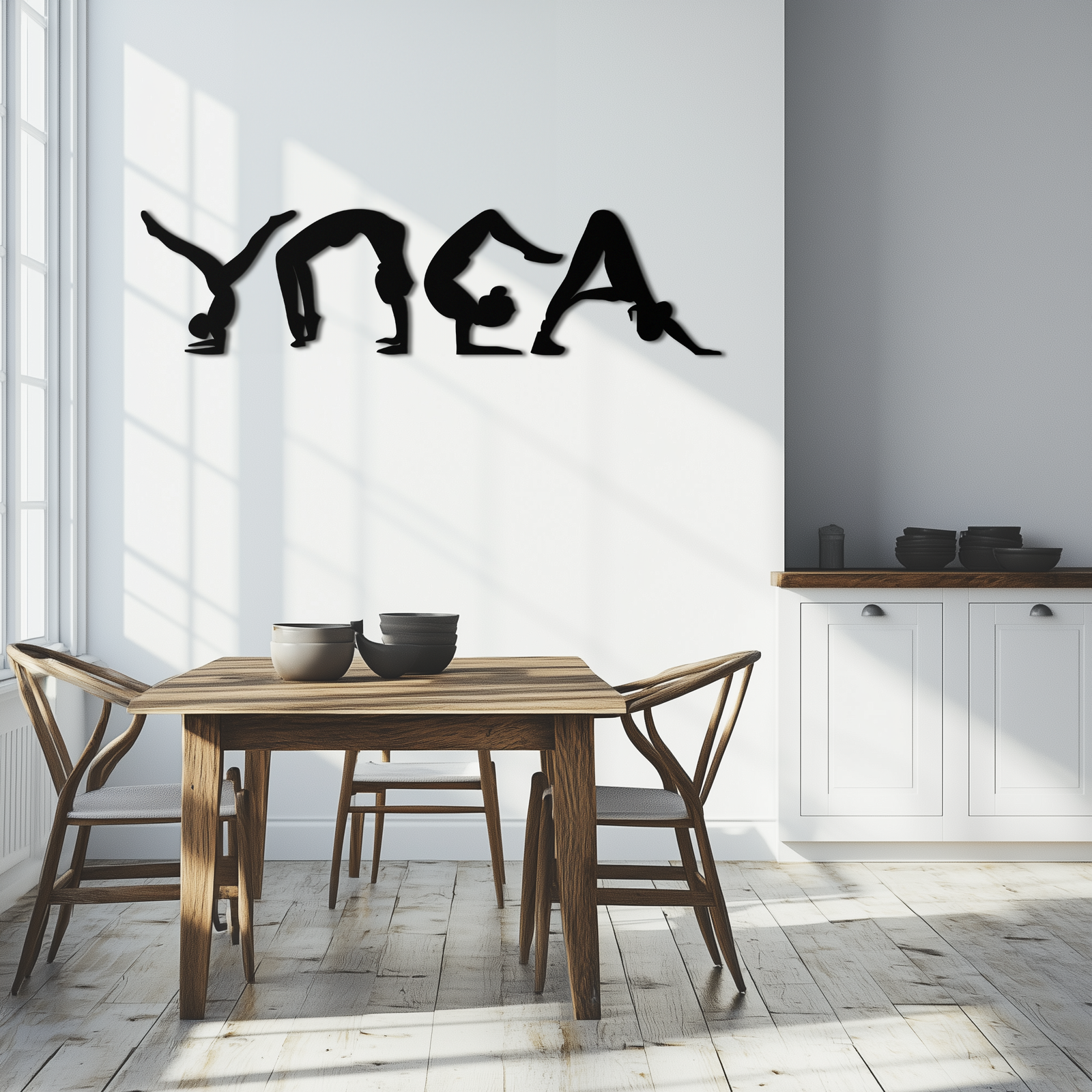 Yoga Pose Silhouette Metal Wall Art – Modern Fitness Home Decor- KAF530