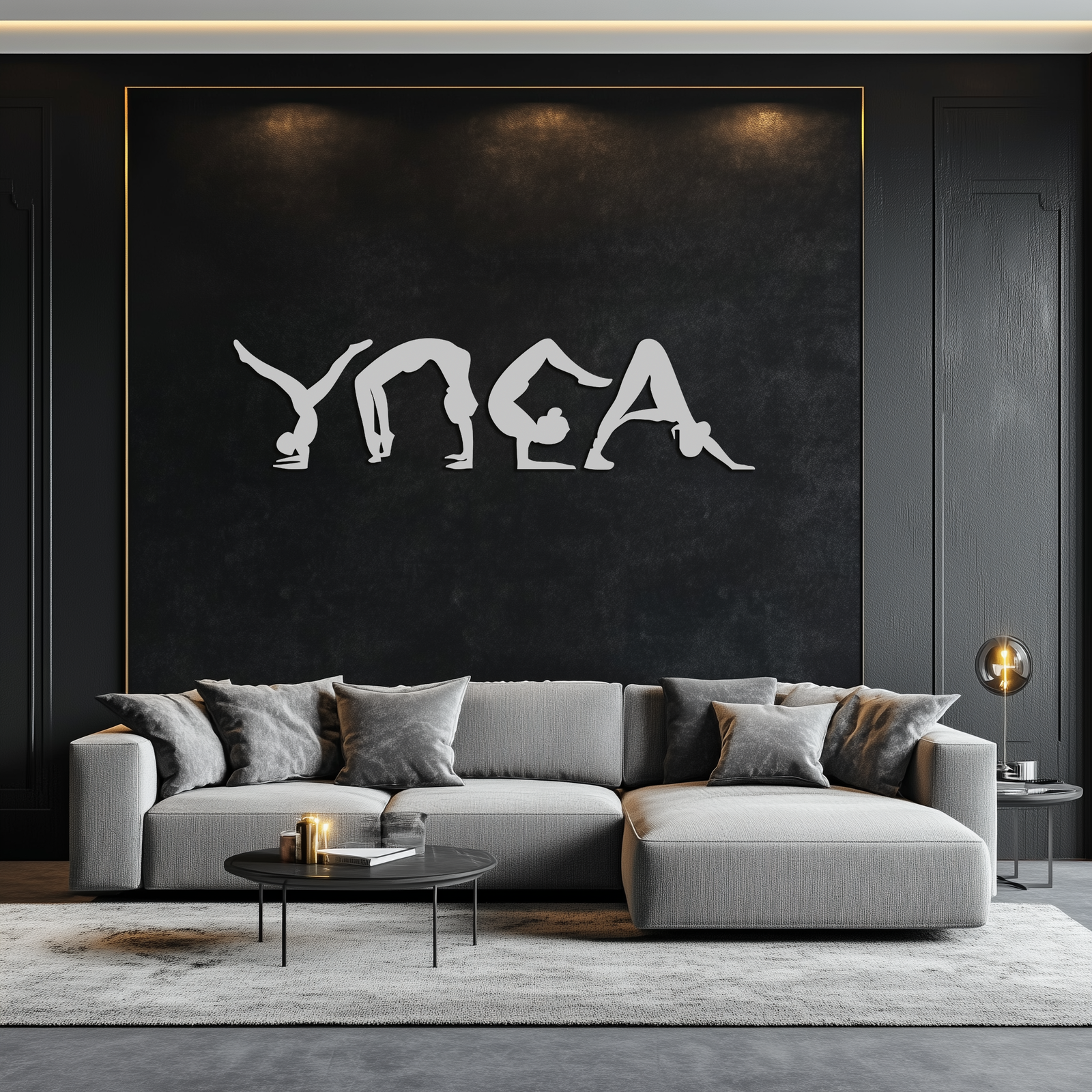 Yoga Pose Silhouette Metal Wall Art – Modern Fitness Home Decor- KAF530