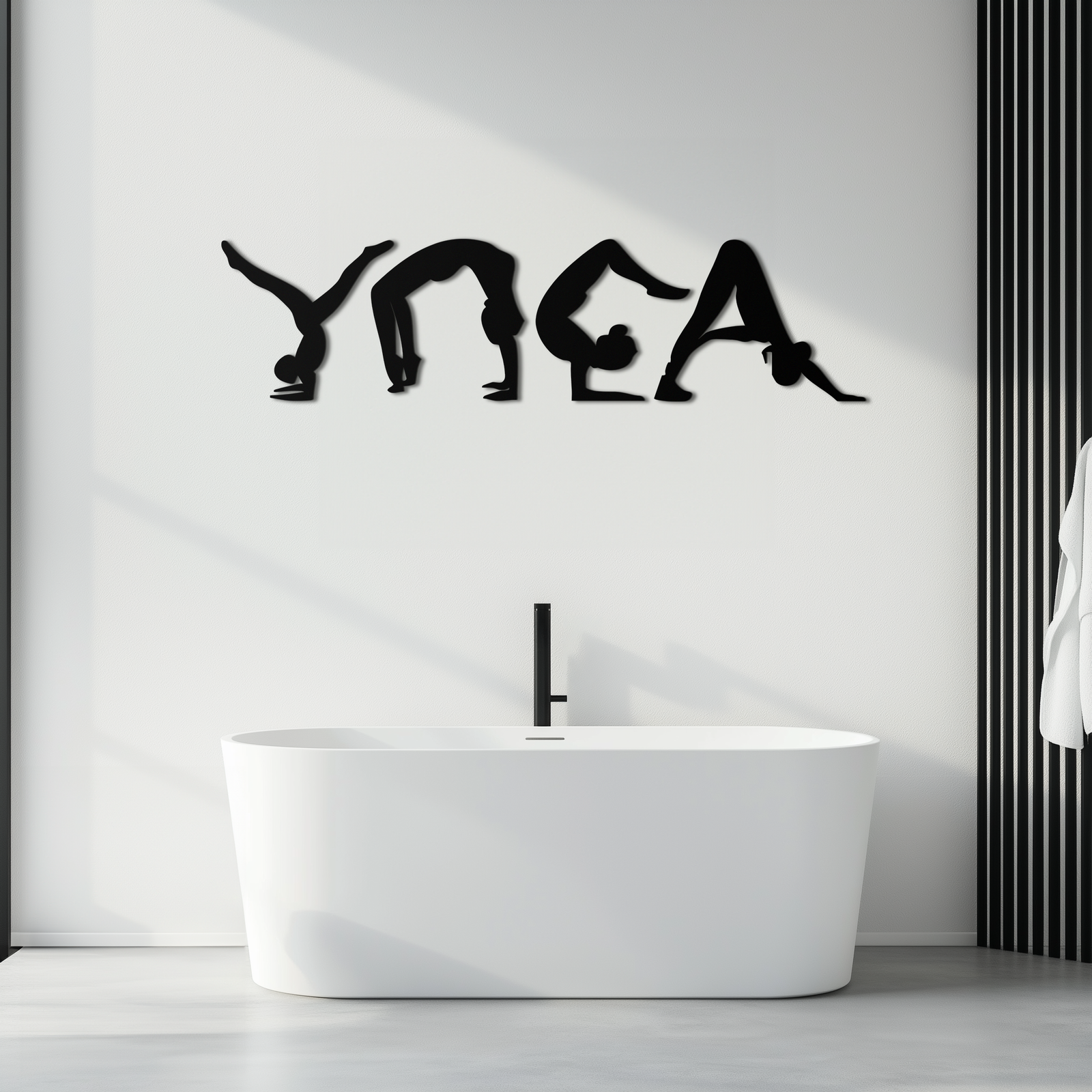 Yoga Pose Silhouette Metal Wall Art – Modern Fitness Home Decor- KAF530