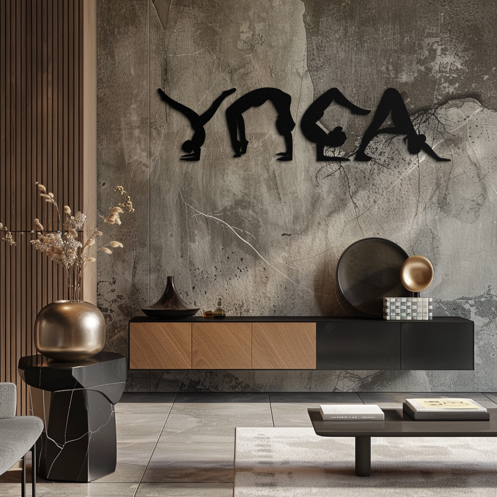 Yoga Pose Silhouette Metal Wall Art – Modern Fitness Home Decor- KAF530
