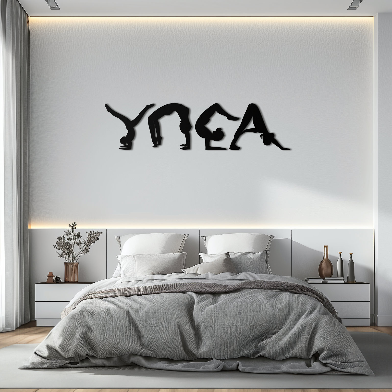 Yoga Pose Silhouette Metal Wall Art – Modern Fitness Home Decor- KAF530