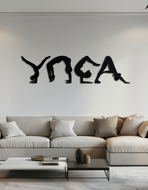 Load image into Gallery viewer, Yoga Pose Silhouette Metal Wall Art – Modern Fitness Home Decor- KAF530
