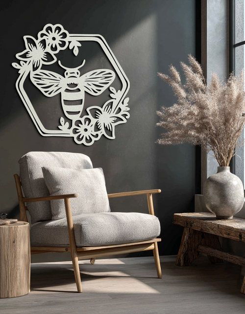 Load image into Gallery viewer, Floral Bee Silhouette Metal Wall Art – Nature Inspired Home Decoration- KAF544
