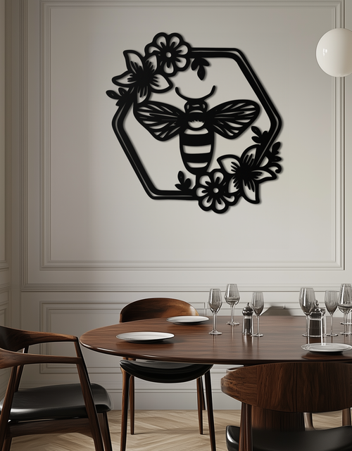 Load image into Gallery viewer, Floral Bee Silhouette Metal Wall Art – Nature Inspired Home Decoration- KAF544
