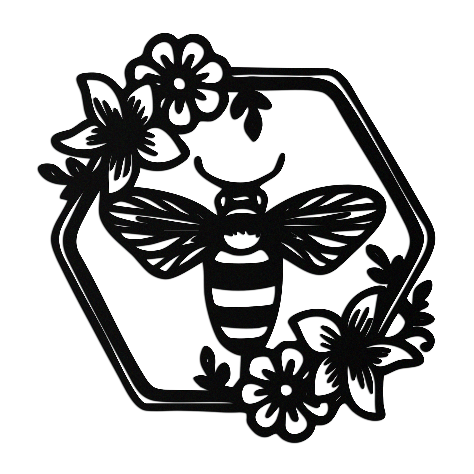 Floral Bee Silhouette Metal Wall Art – Nature Inspired Home Decoration- KAF544