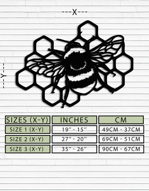 Load image into Gallery viewer, Bumblebee and Honeycomb Silhouette Metal Wall Art – Nature-Inspired Black Bee Decor- KAF545
