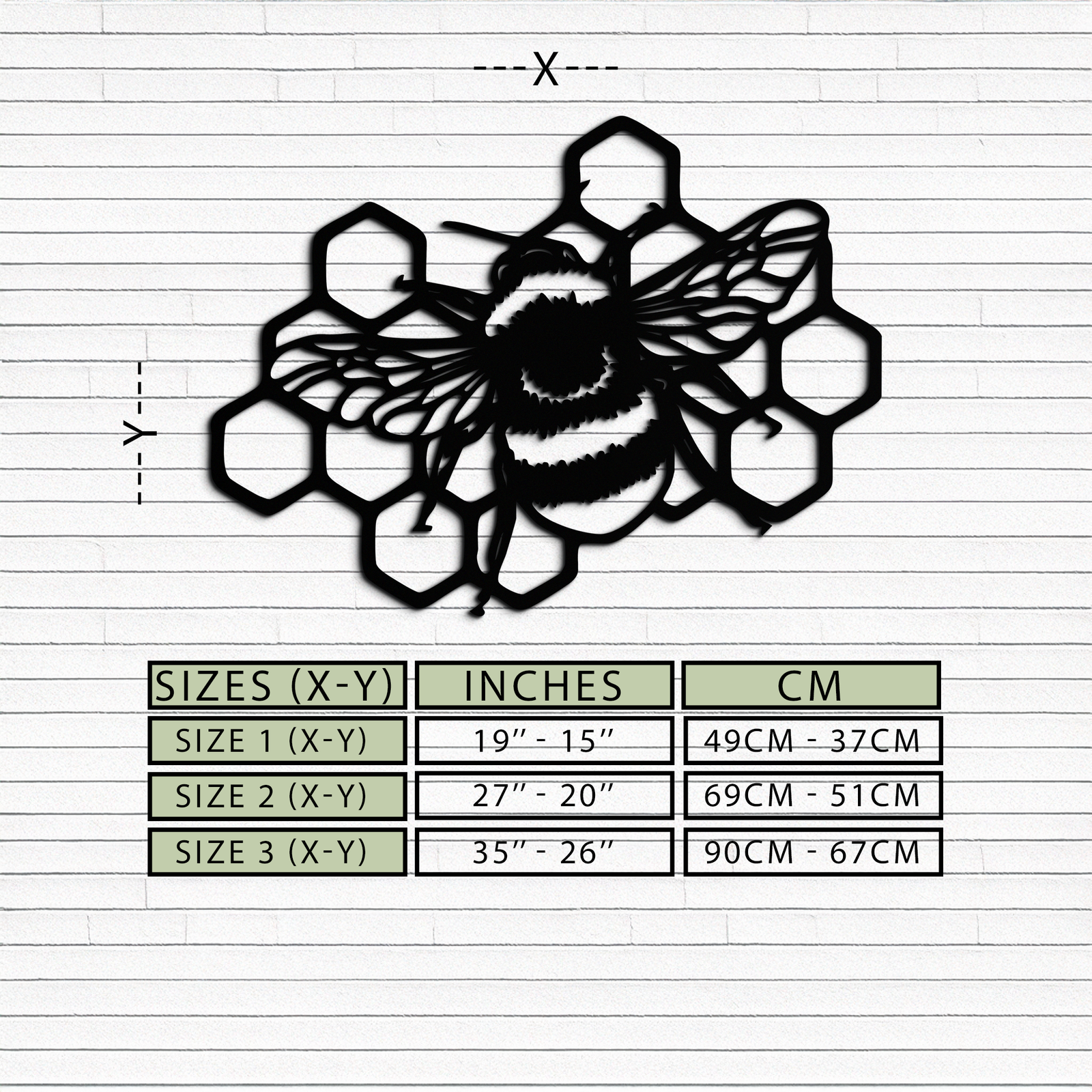 Bumblebee and Honeycomb Silhouette Metal Wall Art – Nature-Inspired Black Bee Decor- KAF545
