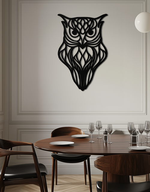 Load image into Gallery viewer, Artistic Owl Silhouette Metal Wall Art – Intricate Black Animal Decor- KAF546
