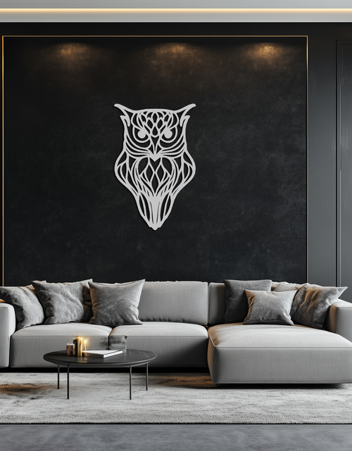 Load image into Gallery viewer, Artistic Owl Silhouette Metal Wall Art – Intricate Black Animal Decor- KAF546
