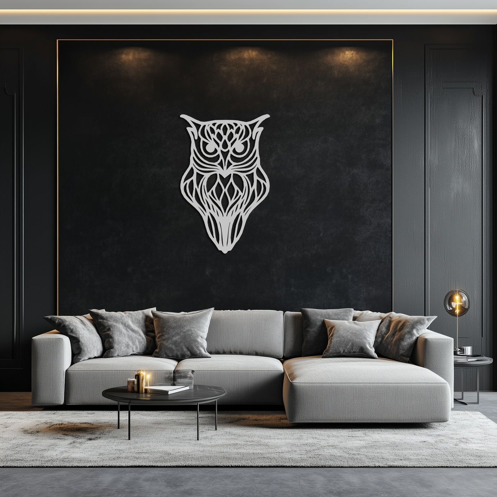 Artistic Owl Silhouette Metal Wall Art – Intricate Black Animal Decor- KAF546
