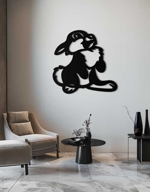 Load image into Gallery viewer, Cute Cartoon Bunny Metal Wall Art – Adorable Black Nursery Decor for Kids Room- KAF550
