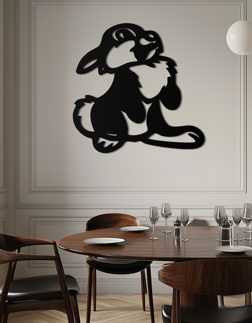 Load image into Gallery viewer, Cute Cartoon Bunny Metal Wall Art – Adorable Black Nursery Decor for Kids Room- KAF550
