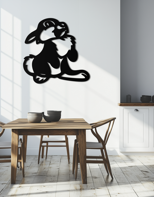 Load image into Gallery viewer, Cute Cartoon Bunny Metal Wall Art – Adorable Black Nursery Decor for Kids Room- KAF550
