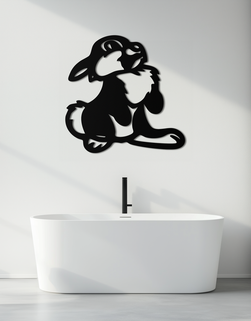 Load image into Gallery viewer, Cute Cartoon Bunny Metal Wall Art – Adorable Black Nursery Decor for Kids Room- KAF550
