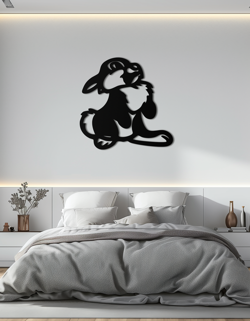 Load image into Gallery viewer, Cute Cartoon Bunny Metal Wall Art – Adorable Black Nursery Decor for Kids Room- KAF550
