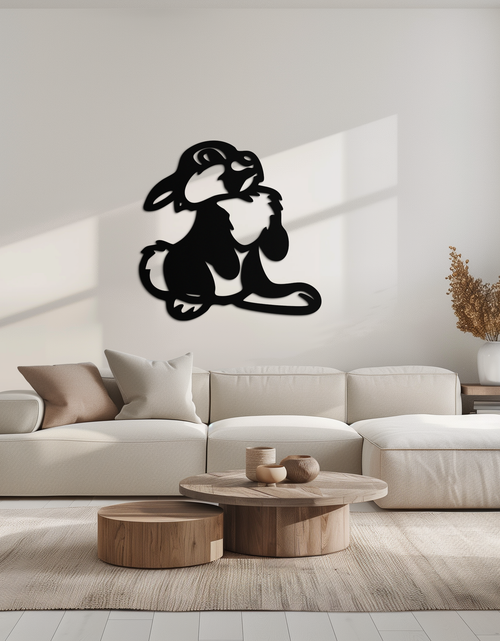Load image into Gallery viewer, Cute Cartoon Bunny Metal Wall Art – Adorable Black Nursery Decor for Kids Room- KAF550
