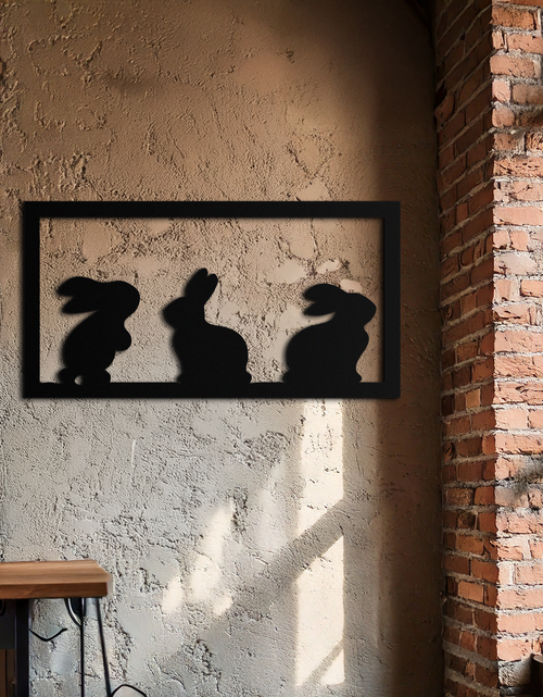 Load image into Gallery viewer, Three Bunny Silhouette Metal Wall Art – Minimalist Black Animal Decor for Nursery and Home- KAF551
