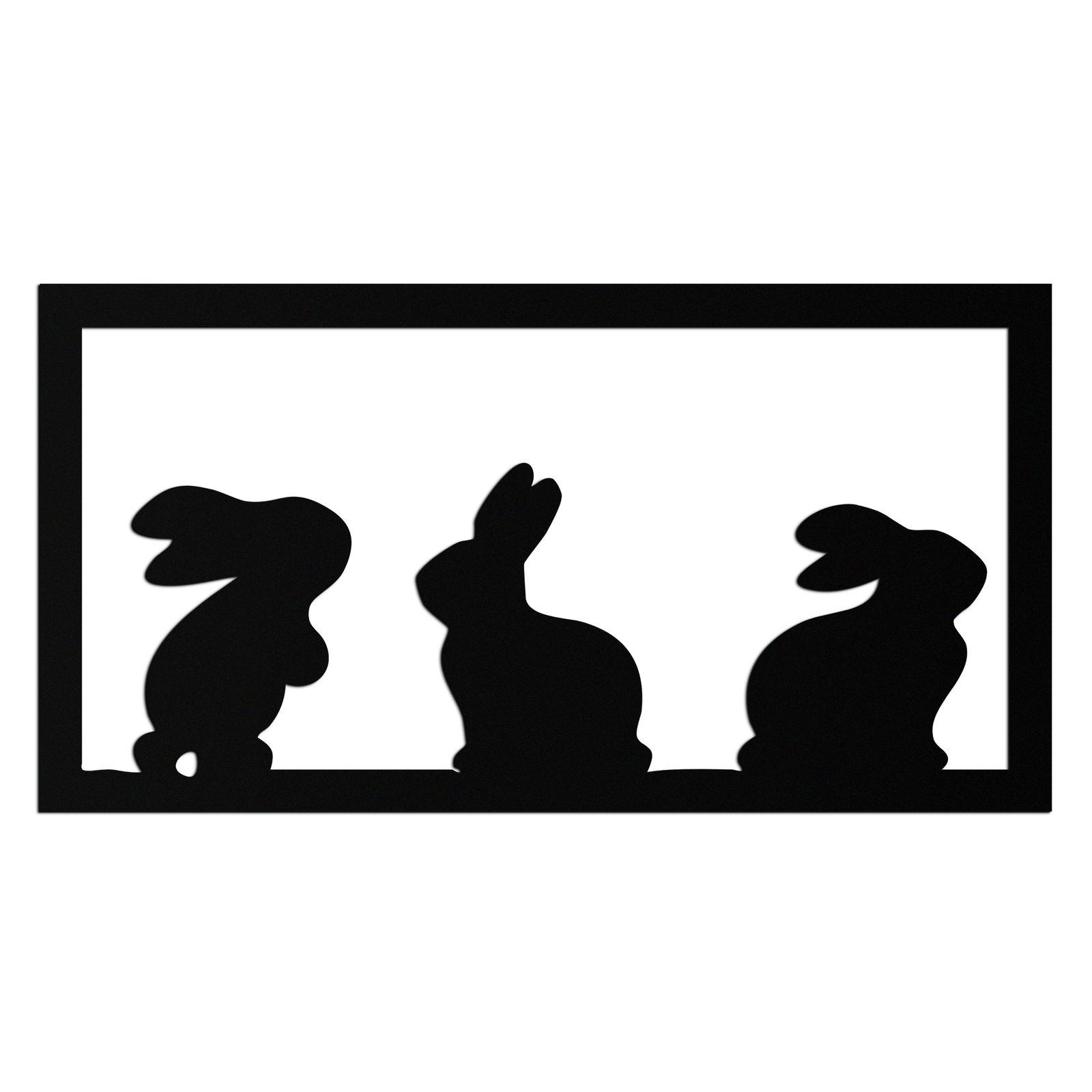 Three Bunny Silhouette Metal Wall Art – Minimalist Black Animal Decor for Nursery and Home- KAF551