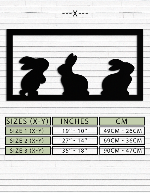 Load image into Gallery viewer, Three Bunny Silhouette Metal Wall Art – Minimalist Black Animal Decor for Nursery and Home- KAF551

