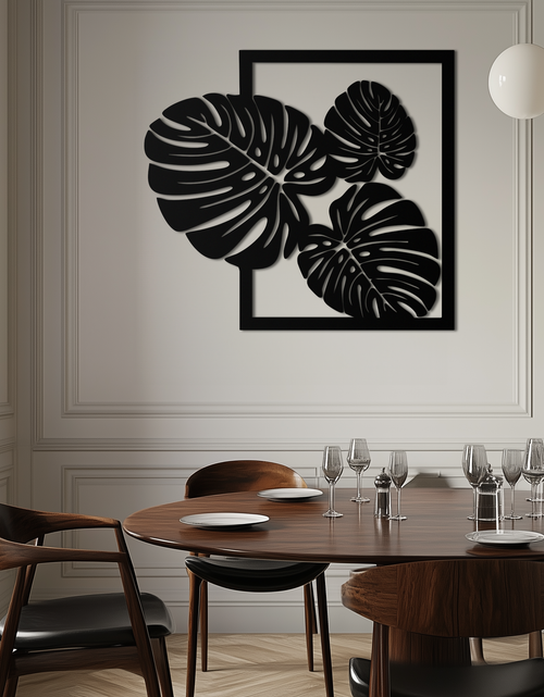 Load image into Gallery viewer, Monstera Leaf Metal Wall Art – Modern Tropical Black Wall Decor for Living Room- KAF552
