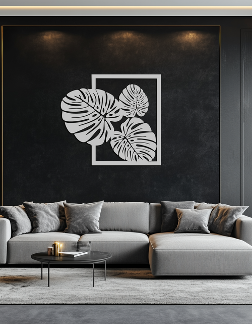 Load image into Gallery viewer, Monstera Leaf Metal Wall Art – Modern Tropical Black Wall Decor for Living Room- KAF552
