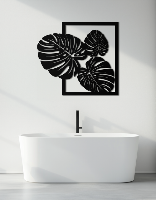 Load image into Gallery viewer, Monstera Leaf Metal Wall Art – Modern Tropical Black Wall Decor for Living Room- KAF552
